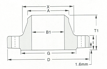 Welding neck flange-150LB-300LB-Sketch Map-Walmi